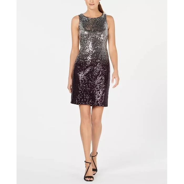 Calvin Klein Women's Ombre Sequin Sheath Dress Gray Size 2 Short Sequin Dress