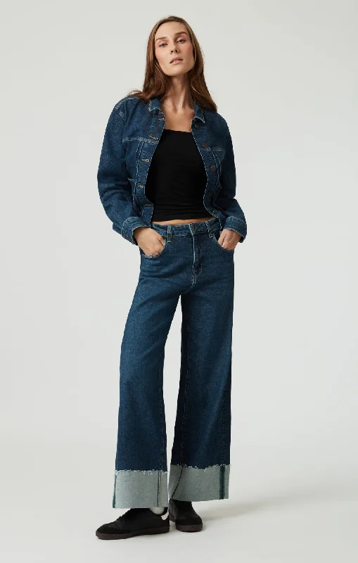 CATHY WIDE LEG IN DARK BLUE DENIM