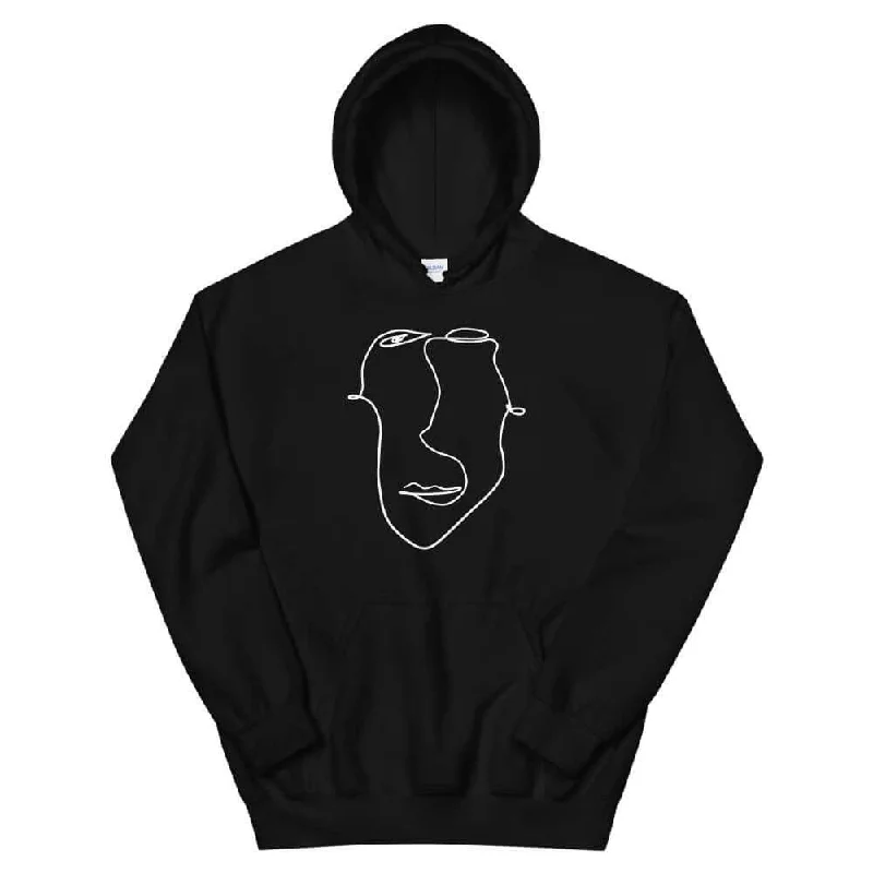 Abstract Minimal Line Art Drawing of a Face Unisex Hoodie Comfy Sweatshirts for Women Abstract Minimal Line Art Drawing of a Face Unisex Hoodie Comfy Sweatshirts for Women