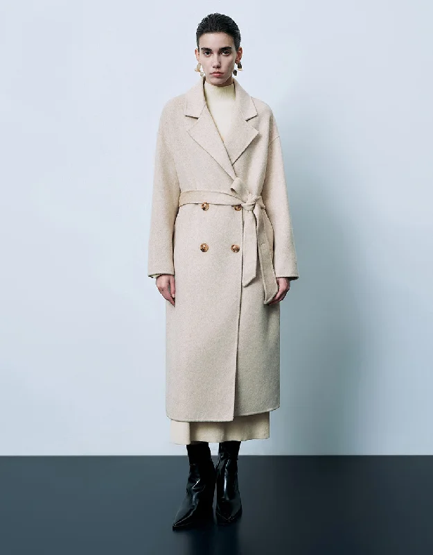 Notch Lapel Double Breasted Longline Coat