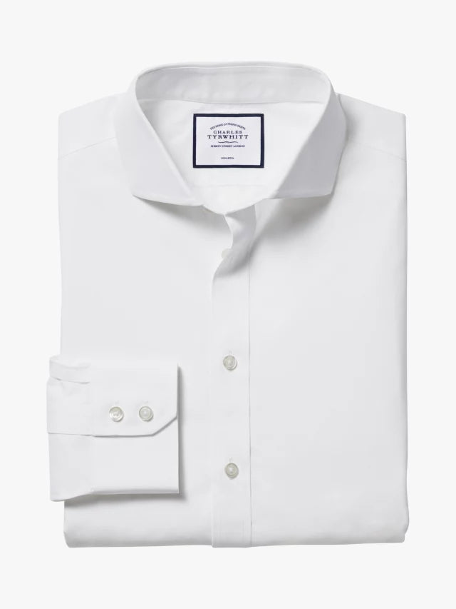 Cutaway Collar Non-Iron Poplin Extra Slim Fit Shirt, White