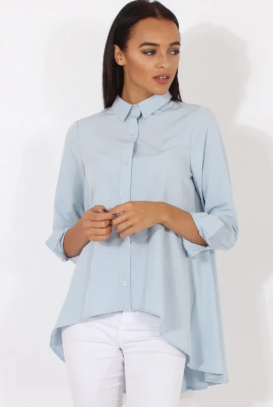 Light Blue Dipped Hem Shirt - Paloma