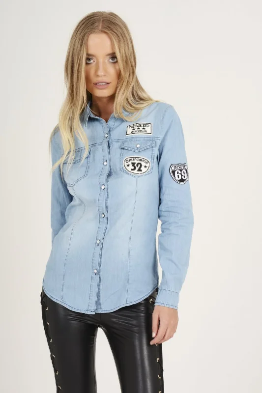 Light Blue Badge Denim Shirt - Blake