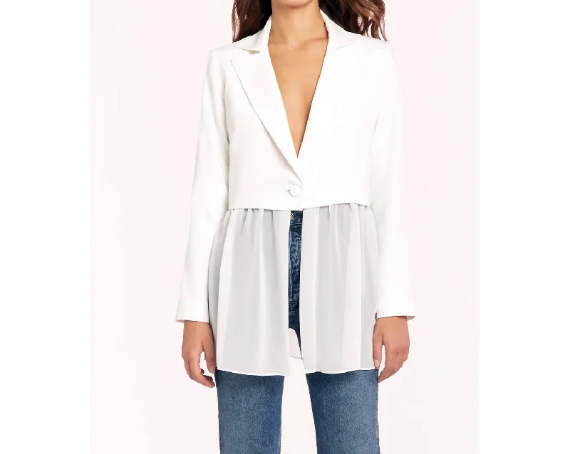 Jonas Sheer Bottom Blazer In Ivory Modern Tailored Blazer