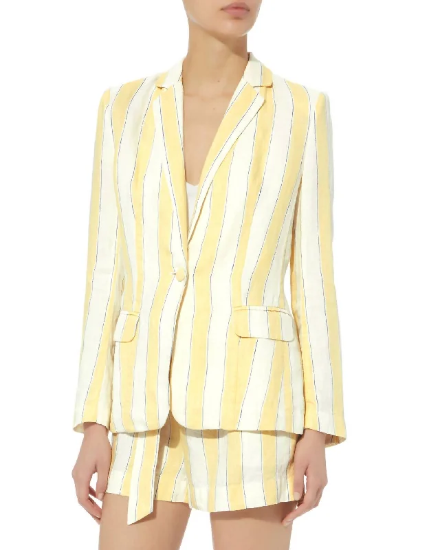 Linen Stripe Blazer In Multi Blazer with Pockets