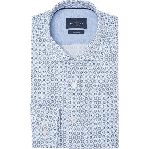 Tile Print Slim Fit Long Sleeve Shirt