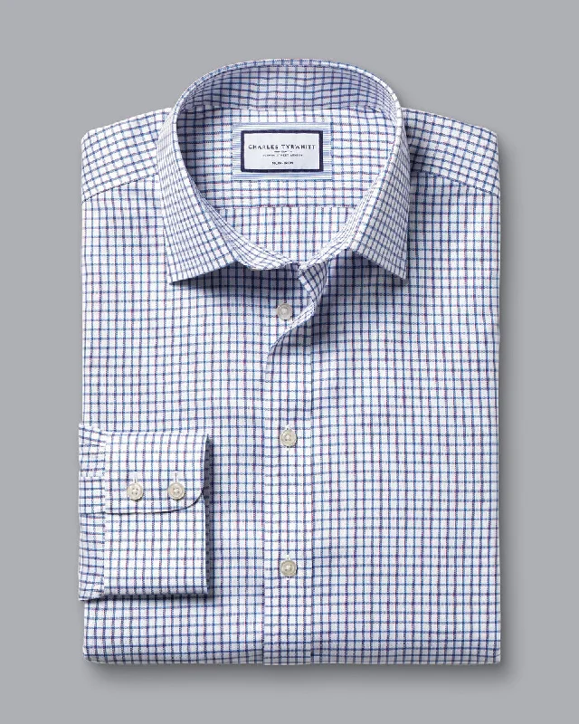 Non-Iron Two Colour Check Shirt - Indigo Blue