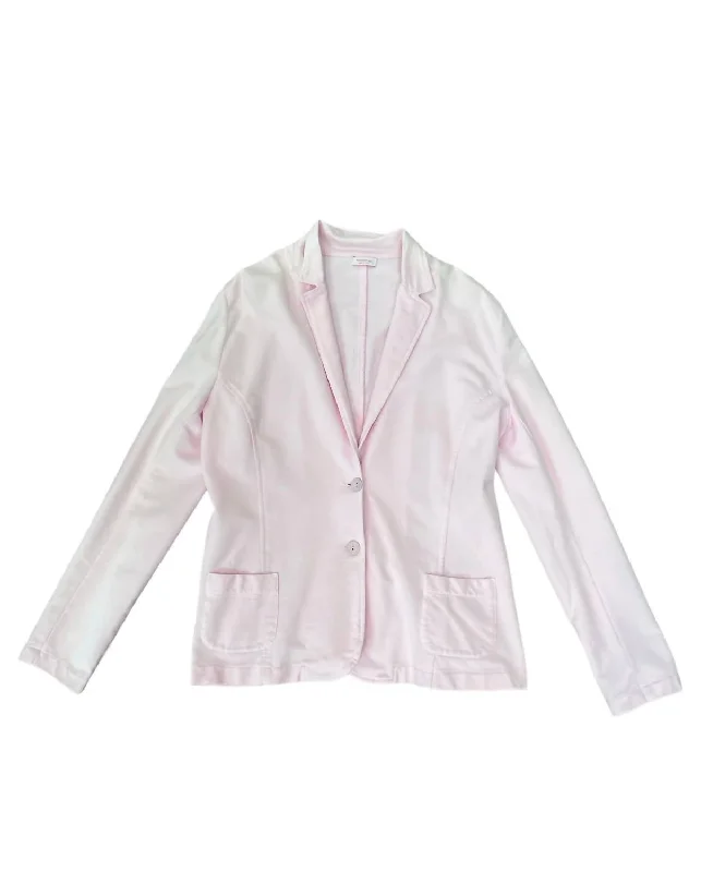 Women's Knit Peak Lapel Blazer In Pink Casual Blazer Outfit