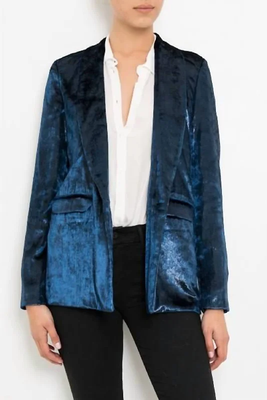 Shawl Collar Jacket In Blue Casual Blazer Look