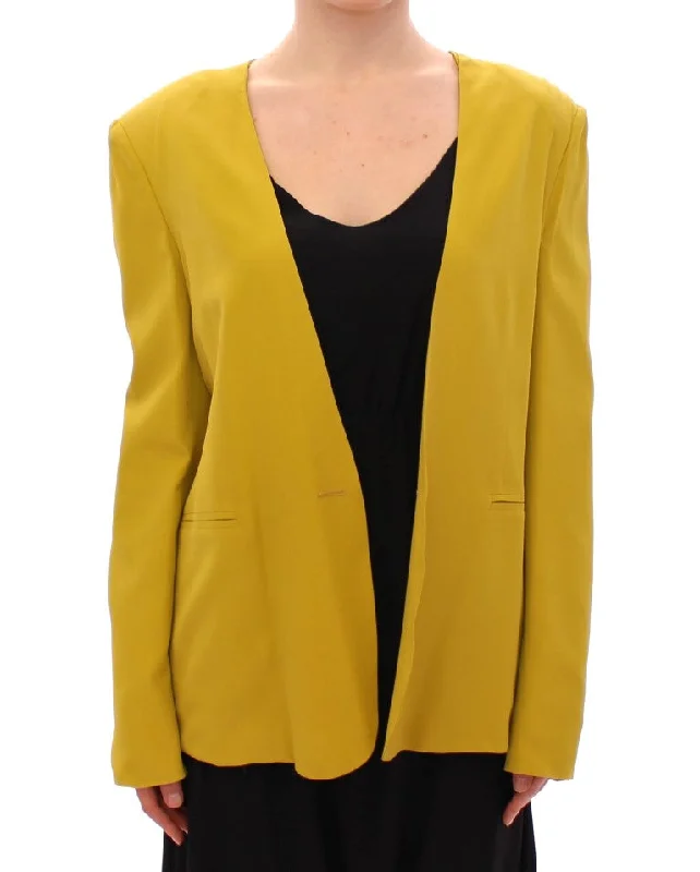 Lamberto Petri Mustard  Silk Blazer Women's Jacket Oversized Blazer Look