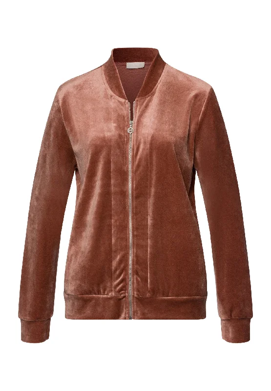 Favourites Velvet Zip-Up Jacket | Burlwood 78856-2348 Women's breathable jackets