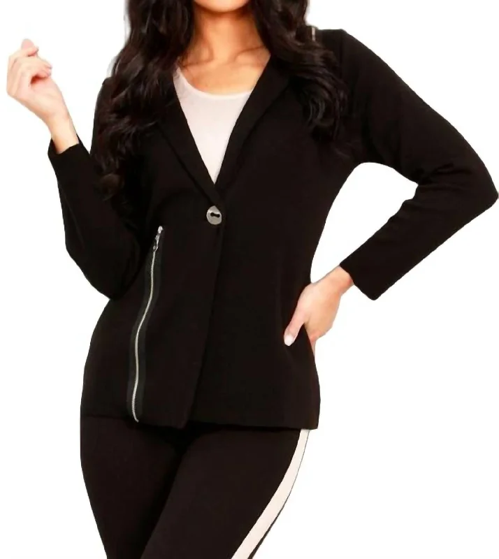 Zip Accent Blazer In Black Minimalist Blazer Look