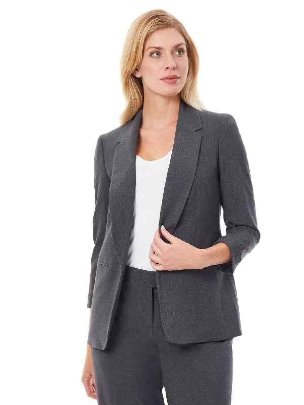 Notch Collar Rolled Cuff Bi-Stretch Blazer Long Sleeve Blazer