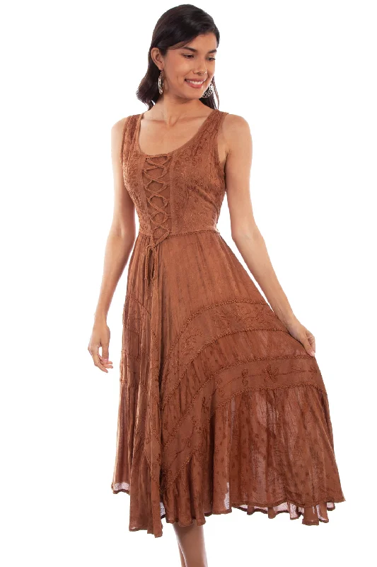 Scully Womens Beige 100% Rayon Full Length S/L Dress XXL