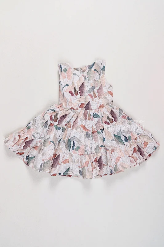Fancy Dresses in Georgette with Subtle Leaf Print and Elegant Fit for Girls