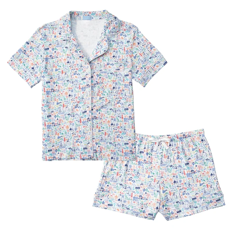 Jersey Shore Women’s Button Front Short Pajama Set Best pajama sets for hot sleepers