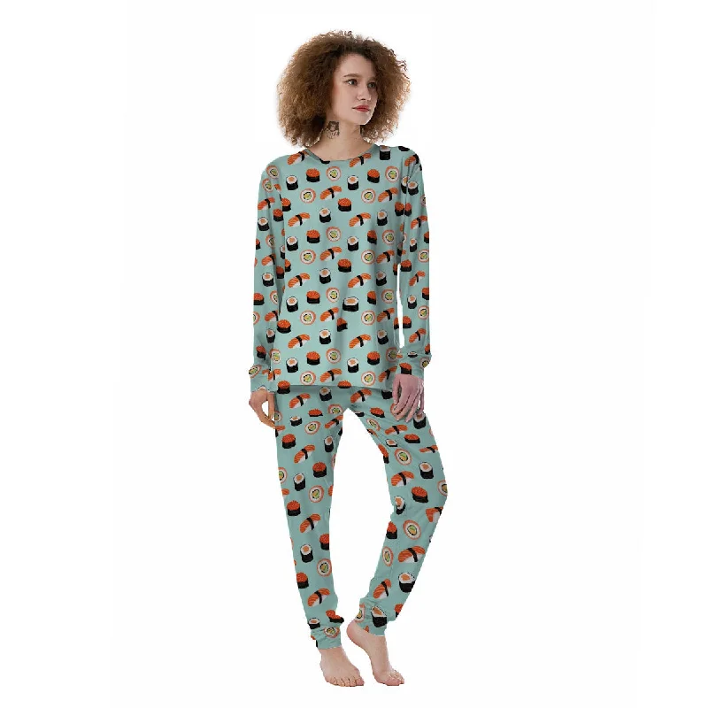 Rolls And Japanese Sushi Print Pattern Women's Pajamas Matching couple pajama sets