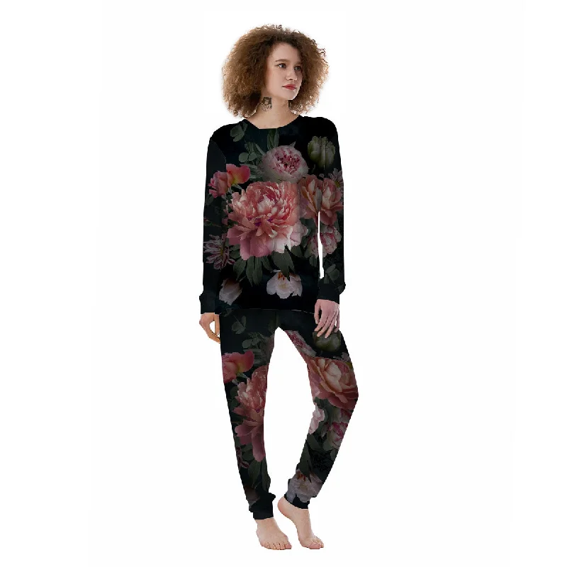 Rose And Peony Print Women's Pajamas Best pajama sets for honeymoon