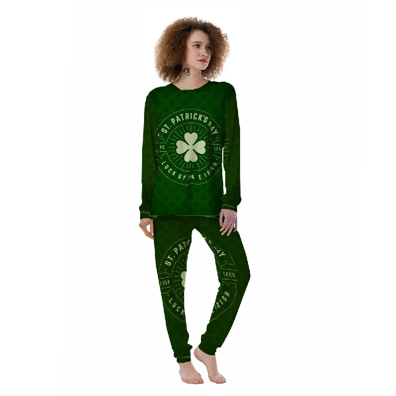 Saint Patrick's Day Irish Clover Print Women's Pajamas Designer pajama sets