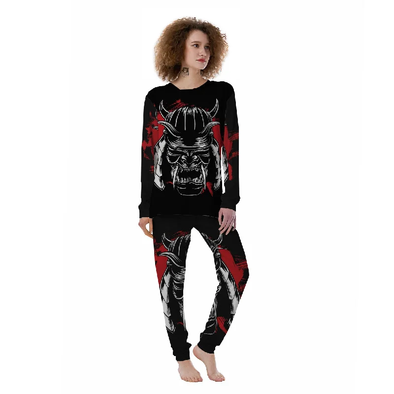 Samurai Mask Old Japanese Print Women's Pajamas Party pajama sets