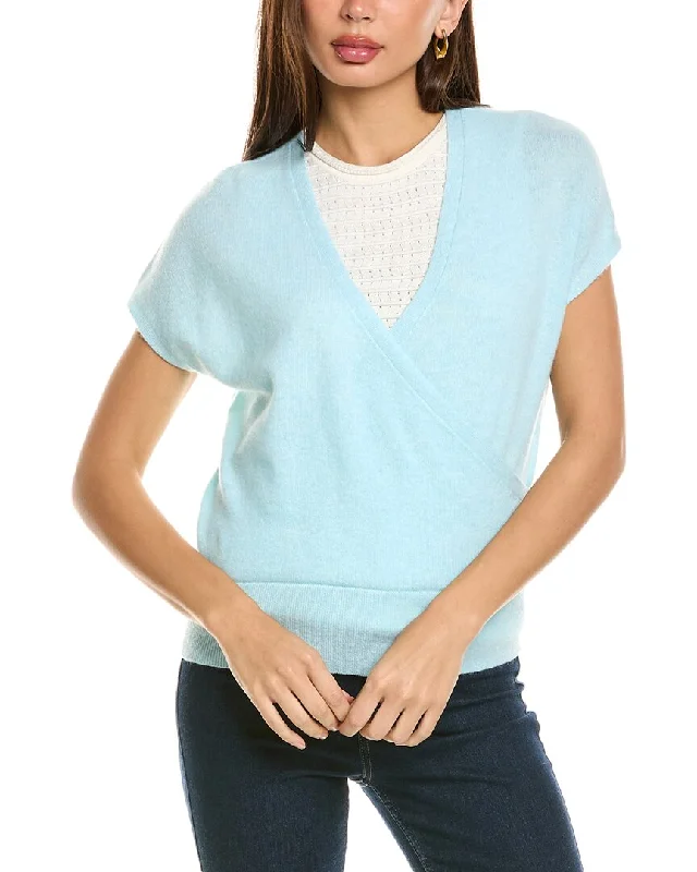 Forte Cashmere Cap Sleeve Surplice Cashmere Sweater Cardigan sweaters