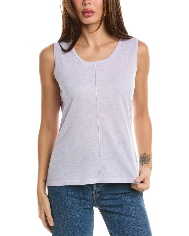 Forte Cashmere Seamed Silk & Cashmere-Blend Tank Acrylic sweaters