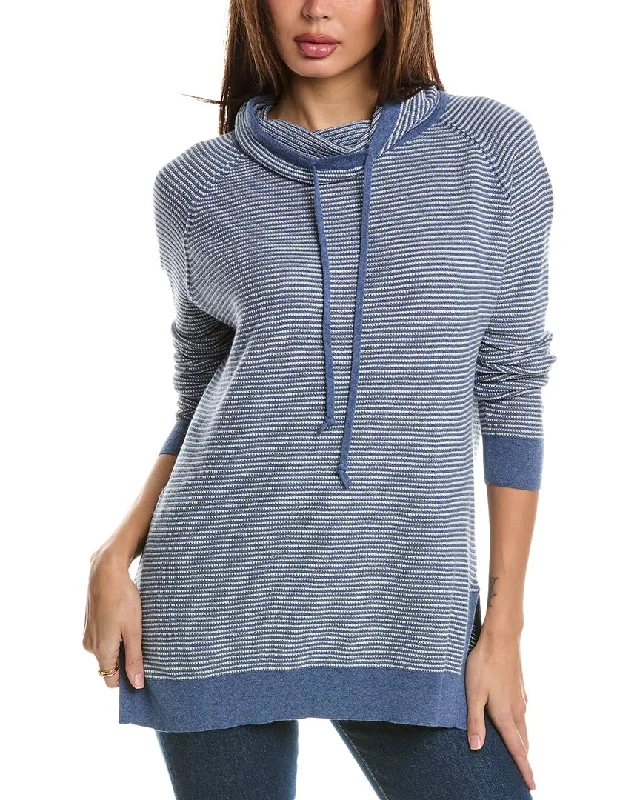 Forte Cashmere Thermal Drawstring Funnel Cashmere-Blend Sweater Best sweaters for fall