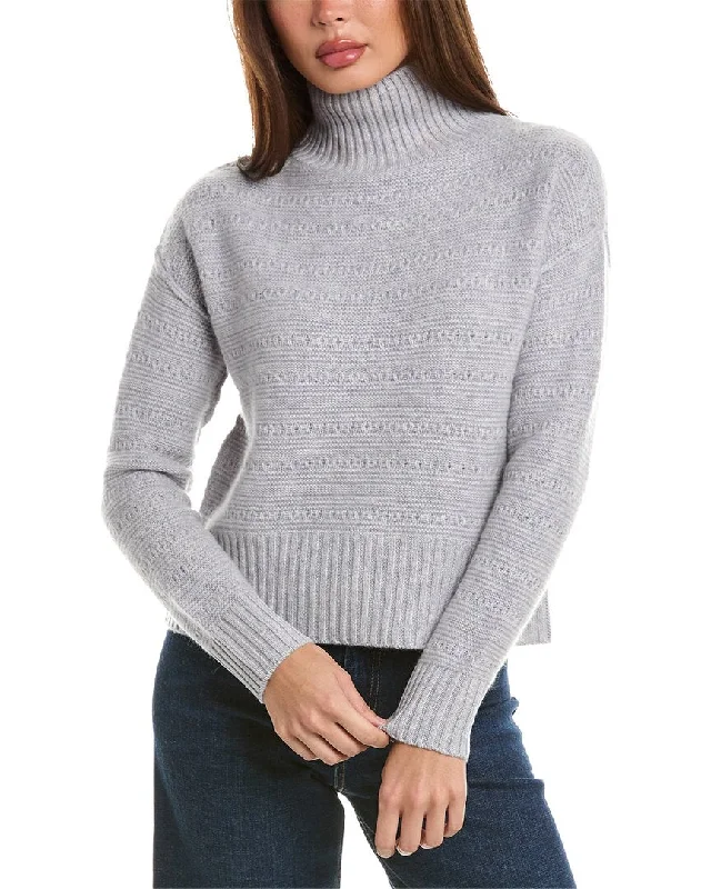 Forte Cashmere Crop Textured Mock Cashmere Sweater Budget-friendly sweaters