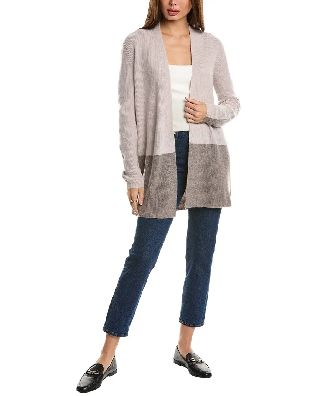 Forte Cashmere Rib Colorblocked Cashmere Cardigan Luxury sweaters