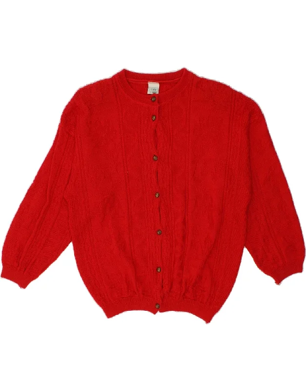 CANDA Womens Loose Fit Cardigan Sweater EU 44/46 XL Red Acrylic Silk-blend sweaters