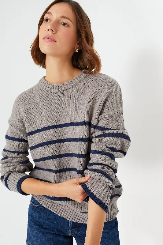 Heather Taupe Boyfriend Stripe Sweater Expensive sweaters