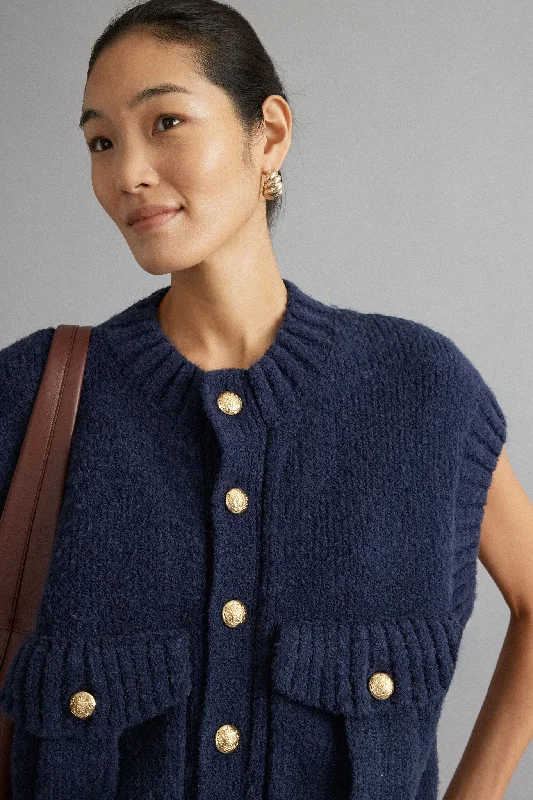 Navy Knit Valentina Vest Outdoor sweaters