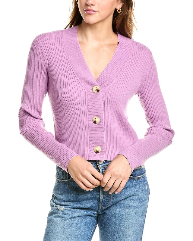 Vince Ribbed Wool-Blend Cardigan Breathable sweaters