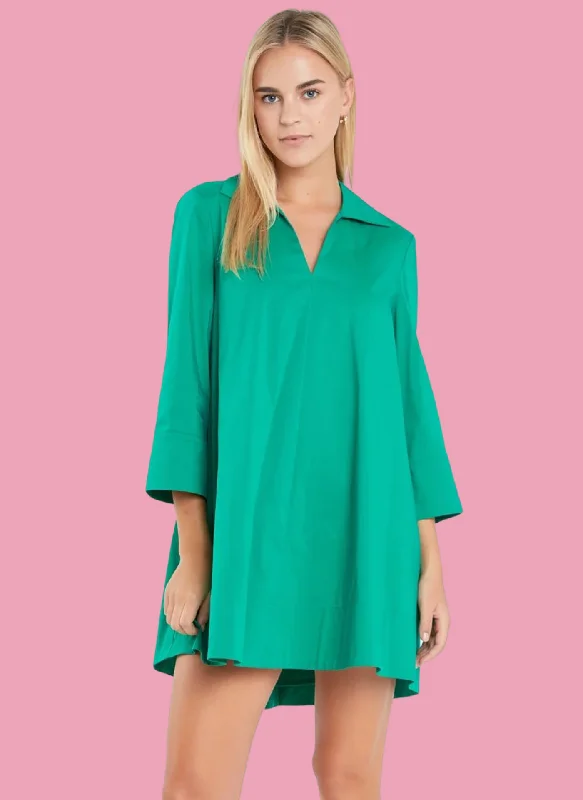 A-Line Pleat Back Shirt Dress Edgy mini dresses