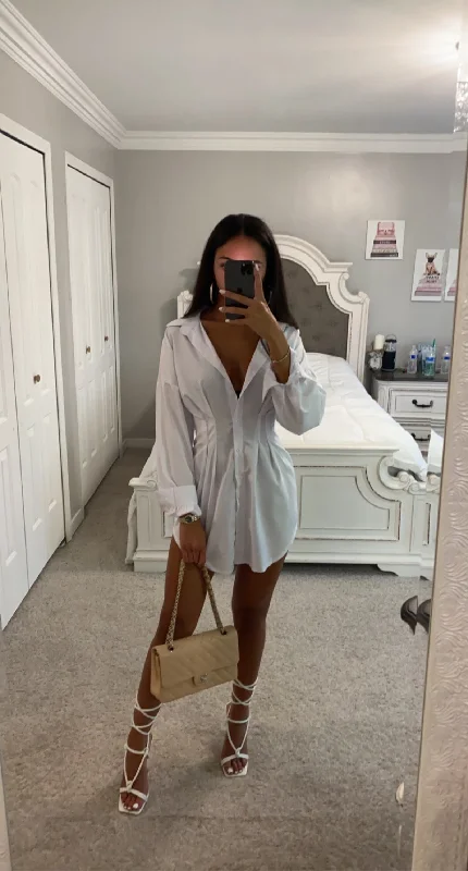 BOYFRIEND BUTTON UP MINI DRESS Affordable mini dresses