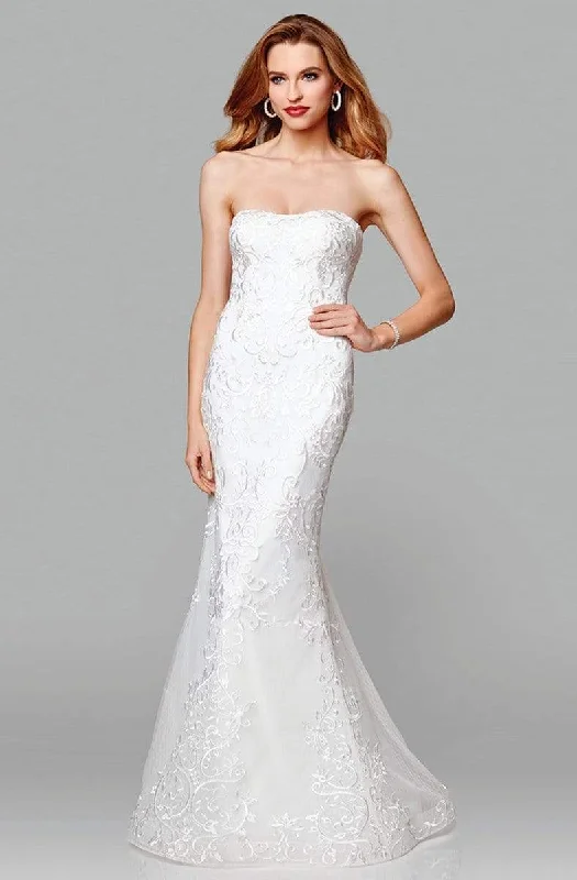 Clarisse - 600105 Embroidered Strapless Mermaid Gown Modern Wedding Gown