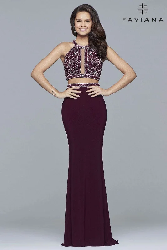 Faviana - 10019 Beaded Top Two-Piece Evening Gown Fashion-forward party dresses