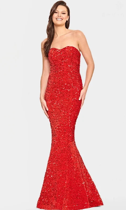 Faviana S10819 - Strapless Velvet Sequin Evening Gown Classic party dresses