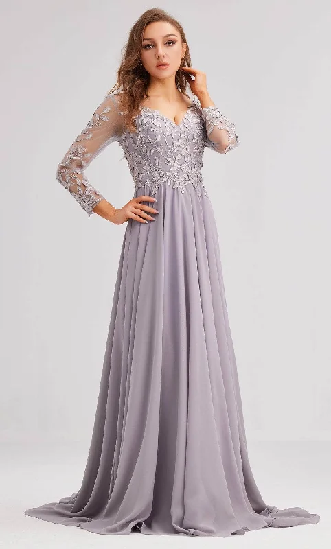 J'Adore Dresses J23037 - Long Sleeve Embroidered Evening Dress Best party dresses for formal events