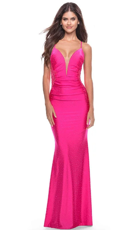 La Femme 31436 - Plunging V-Neck Embellished Long Prom Dress Best maxi dresses for tall women