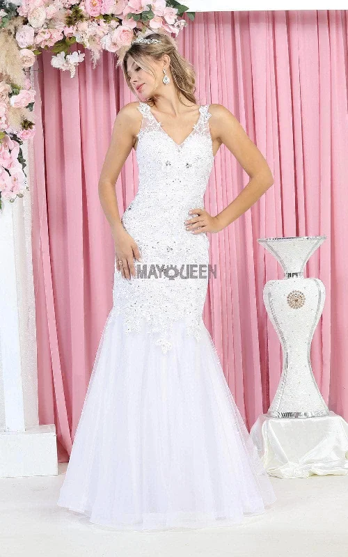 May Queen RQ7947 - Embroidered Trumpet Evening Dress Engagement party dresses