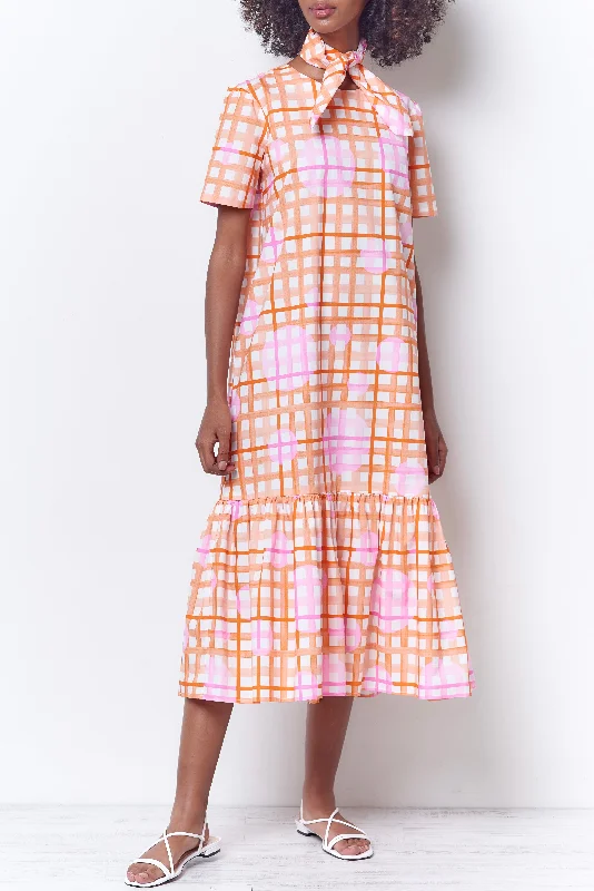 KORA DRESS - Plaid print Designer floral dresses