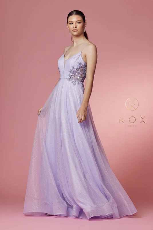 Nox Anabel T1033: Shimmering Mesh and Floral Embroidered Gown for Enchanting Evenings Maternity floral dresses