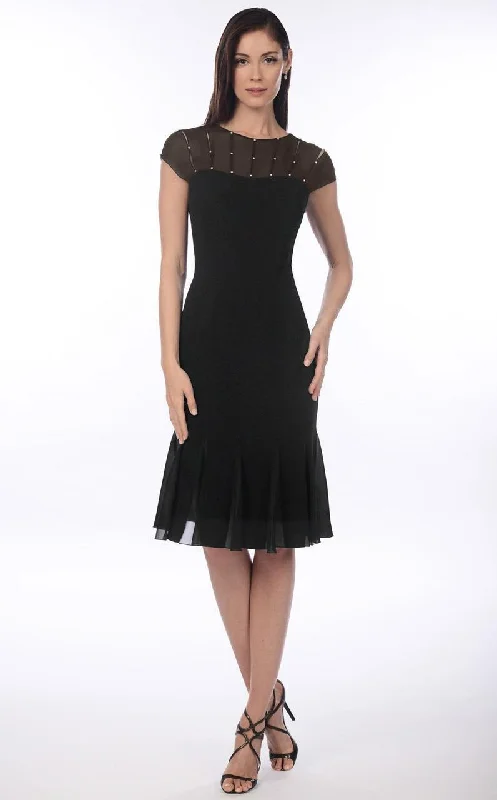 Alexander by Daymor - 903SC Embellished Jewel Neck A-line Dress Office unclassified dresses