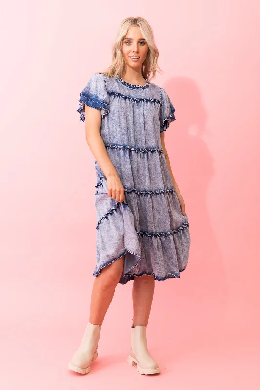 Arianna Dress Blue Wash Lyocell Dark color unclassified dresses