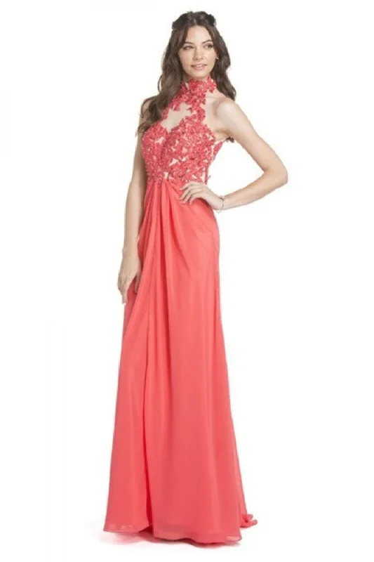 Aspeed Design -L1377 High Neck Column Evening Dress Neutral tone unclassified dresses