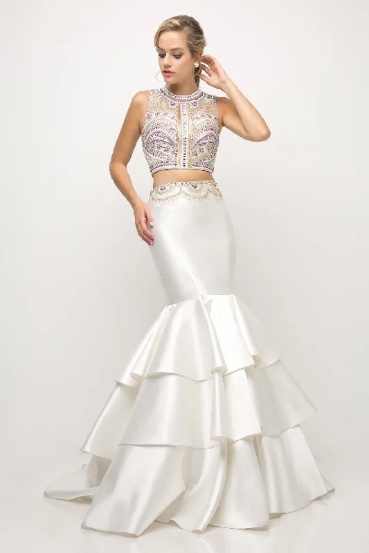 Beaded Bodice 2 Piece Mermaid Gown by Cinderella Divine -83903 Comfortable unclassified dresses