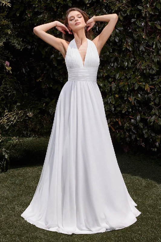 Cinderella Divine -CD372W Halter Neck Satin Bridal Dress Polka dot unclassified dresses