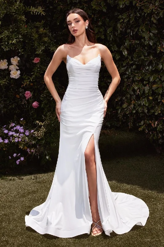 Cinderella Divine -CD791W Strapless Fitted Bridal Dress Mesh unclassified dresses