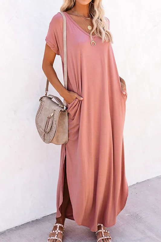 Crew Neck Ruched Slit Dress Budget-friendly unclassified dresses